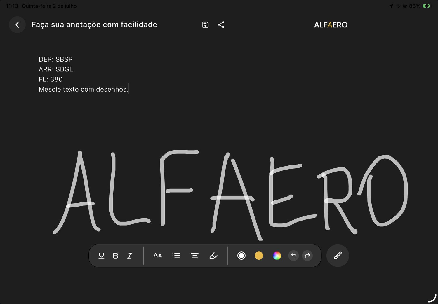 Prancheta de anotações