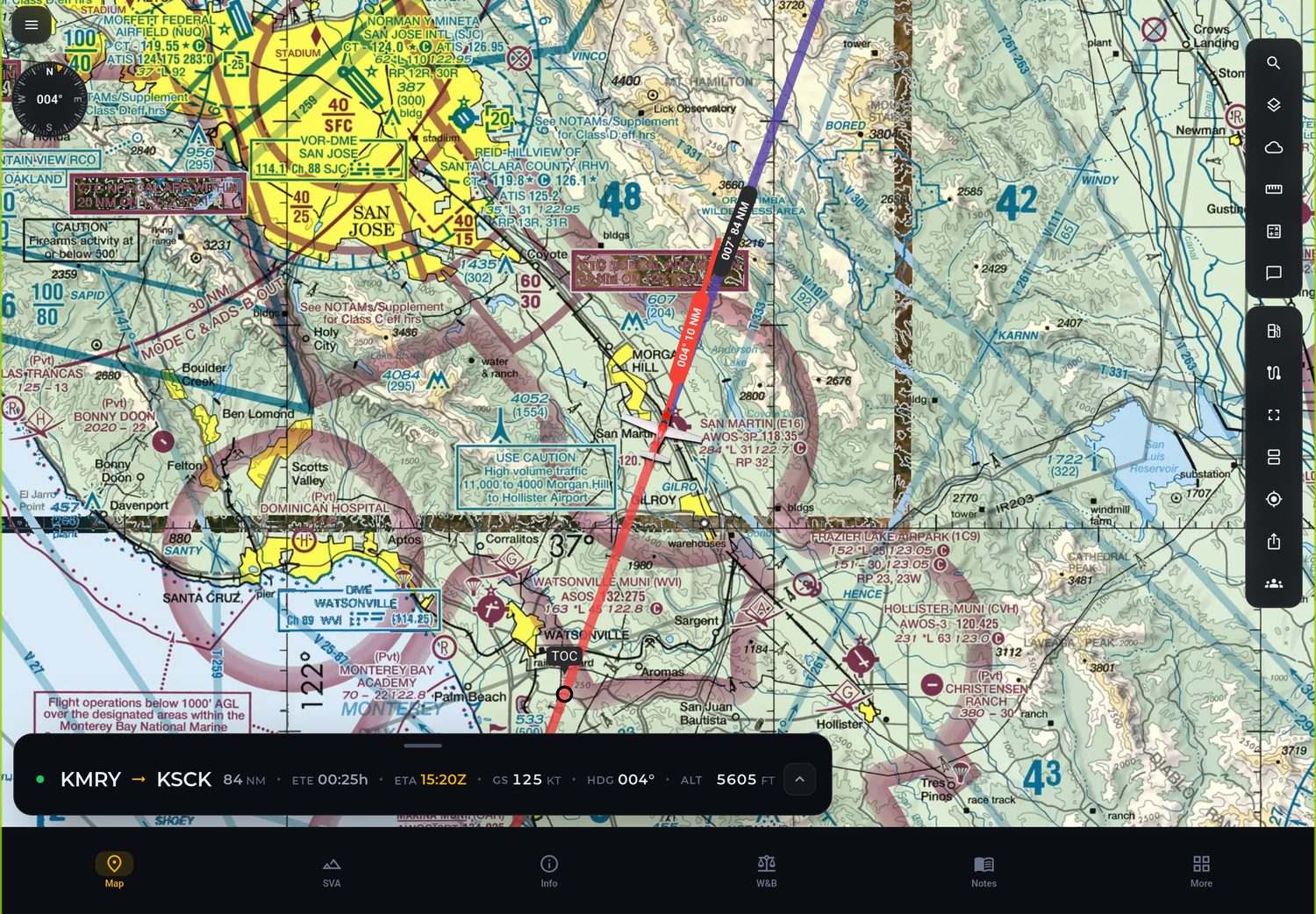Live flight from GPS