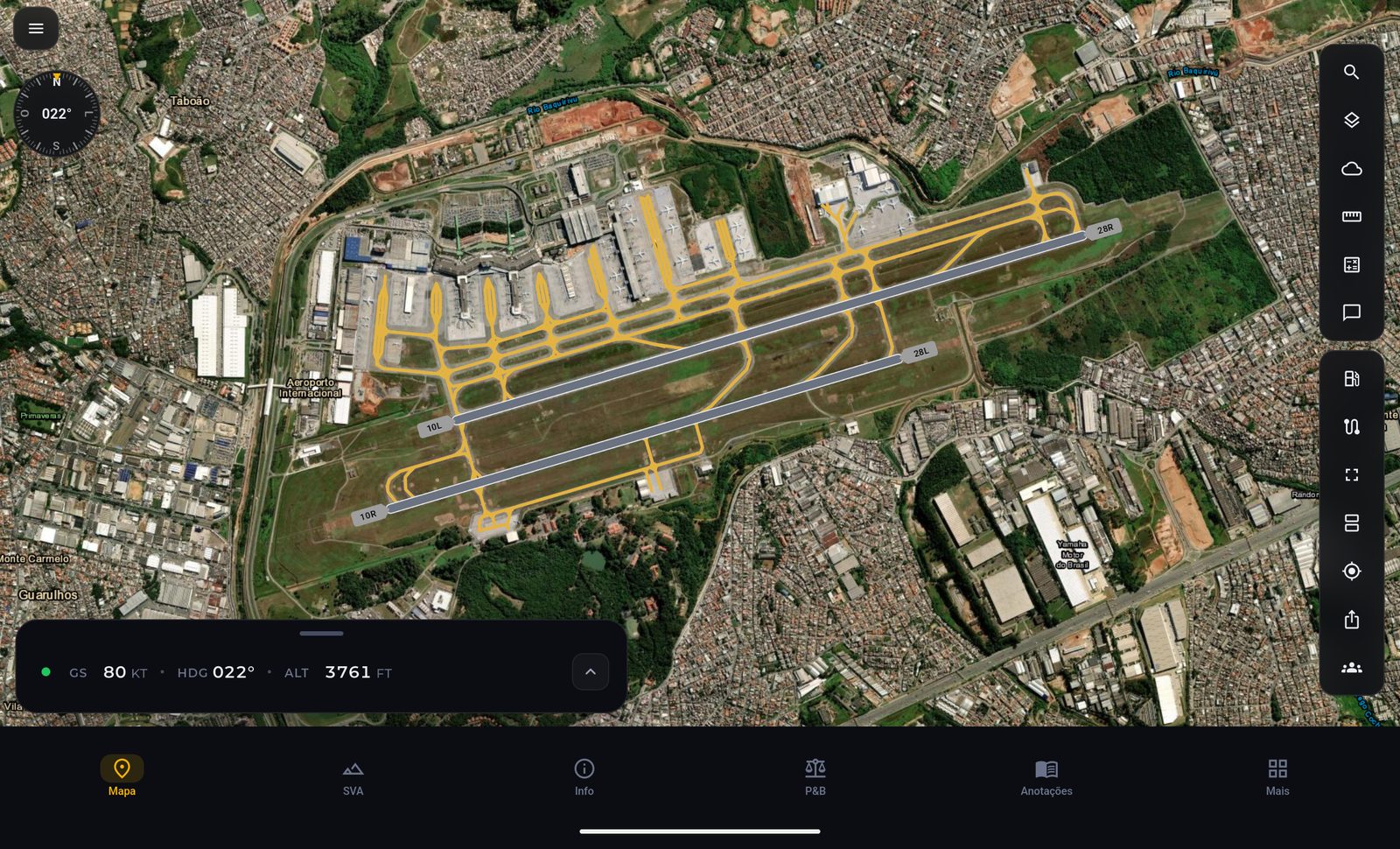 Planta do aeródromo e NOTAM